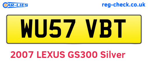 WU57VBT are the vehicle registration plates.