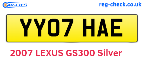 YY07HAE are the vehicle registration plates.