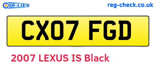 CX07FGD are the vehicle registration plates.