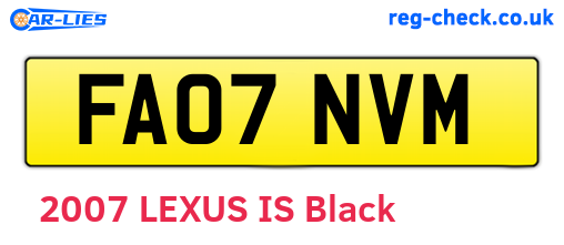 FA07NVM are the vehicle registration plates.