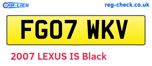 FG07WKV are the vehicle registration plates.