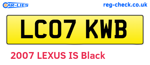 LC07KWB are the vehicle registration plates.