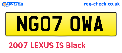 NG07OWA are the vehicle registration plates.