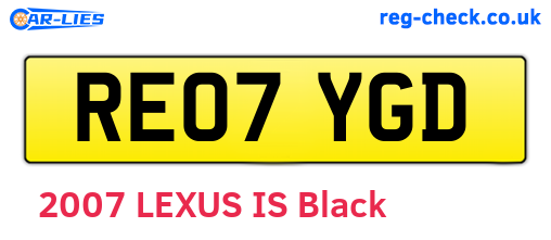 RE07YGD are the vehicle registration plates.