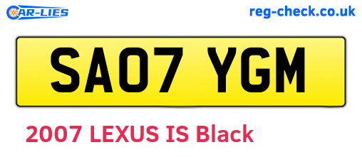 SA07YGM are the vehicle registration plates.