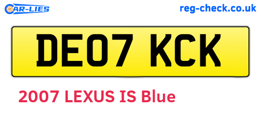 DE07KCK are the vehicle registration plates.