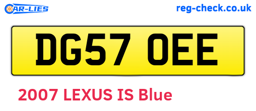 DG57OEE are the vehicle registration plates.