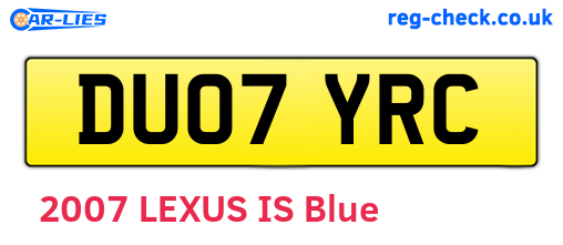 DU07YRC are the vehicle registration plates.