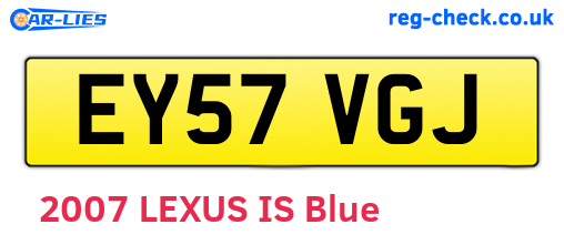 EY57VGJ are the vehicle registration plates.