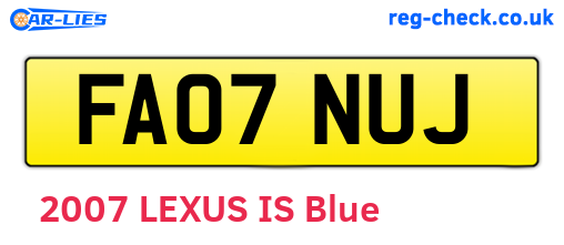 FA07NUJ are the vehicle registration plates.