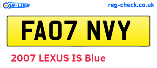 FA07NVY are the vehicle registration plates.