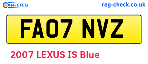 FA07NVZ are the vehicle registration plates.