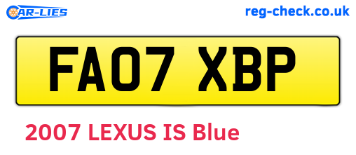 FA07XBP are the vehicle registration plates.