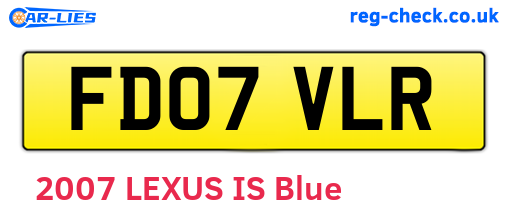 FD07VLR are the vehicle registration plates.