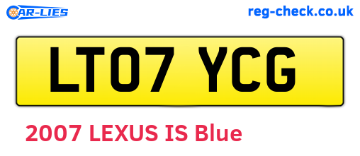 LT07YCG are the vehicle registration plates.