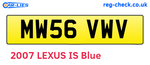 MW56VWV are the vehicle registration plates.