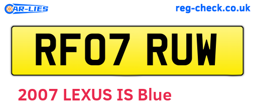 RF07RUW are the vehicle registration plates.