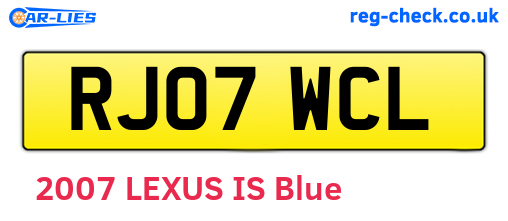 RJ07WCL are the vehicle registration plates.