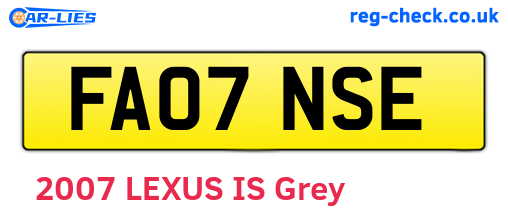 FA07NSE are the vehicle registration plates.