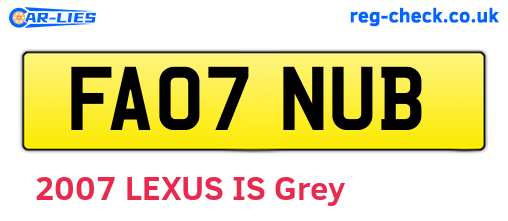 FA07NUB are the vehicle registration plates.