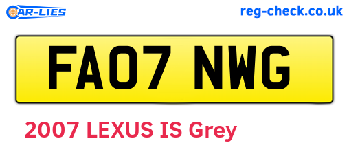 FA07NWG are the vehicle registration plates.