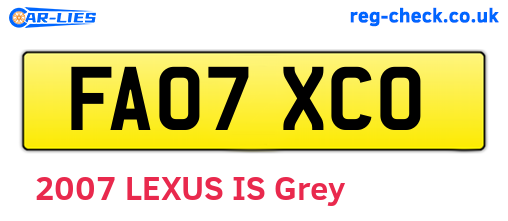 FA07XCO are the vehicle registration plates.