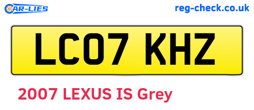 LC07KHZ are the vehicle registration plates.