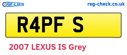 R4PFS are the vehicle registration plates.