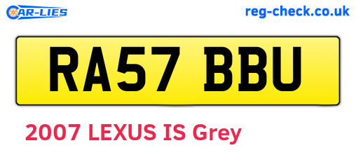 RA57BBU are the vehicle registration plates.