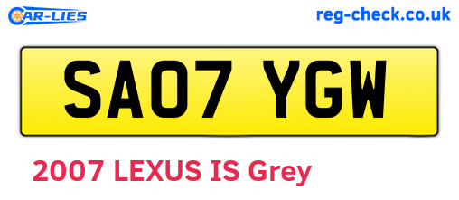 SA07YGW are the vehicle registration plates.
