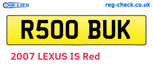 R500BUK are the vehicle registration plates.