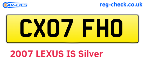 CX07FHO are the vehicle registration plates.