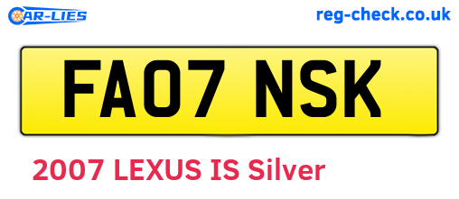 FA07NSK are the vehicle registration plates.
