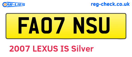 FA07NSU are the vehicle registration plates.