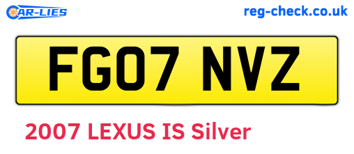 FG07NVZ are the vehicle registration plates.