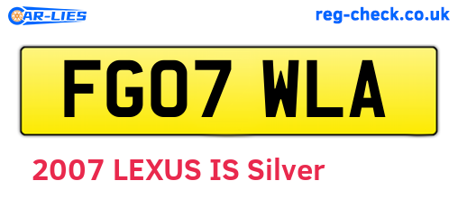 FG07WLA are the vehicle registration plates.