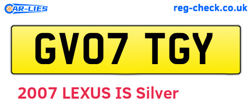 GV07TGY are the vehicle registration plates.