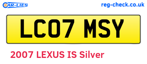 LC07MSY are the vehicle registration plates.
