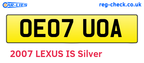 OE07UOA are the vehicle registration plates.