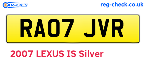 RA07JVR are the vehicle registration plates.