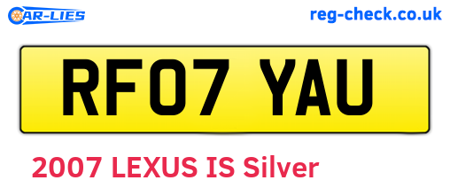 RF07YAU are the vehicle registration plates.