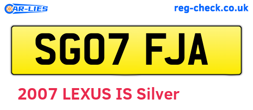 SG07FJA are the vehicle registration plates.