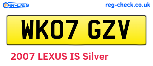 WK07GZV are the vehicle registration plates.