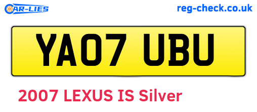 YA07UBU are the vehicle registration plates.