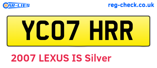 YC07HRR are the vehicle registration plates.