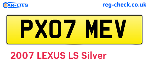 PX07MEV are the vehicle registration plates.