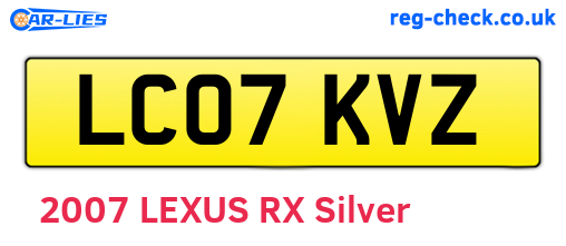 LC07KVZ are the vehicle registration plates.