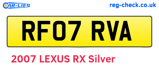 RF07RVA are the vehicle registration plates.