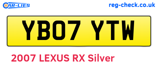 YB07YTW are the vehicle registration plates.