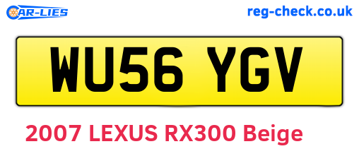 WU56YGV are the vehicle registration plates.